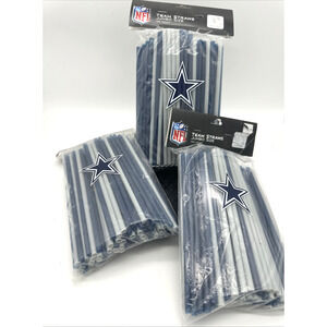 3 NFL Dallas Cowboys Football 100 Jumbo Straw Set Team Colors NEW*